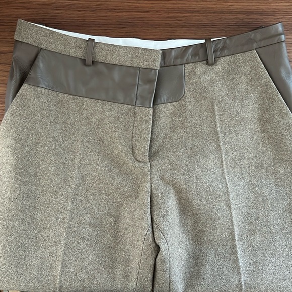 NWT Celine Wool & Leather Two Toned Pheobe Philo Mid Rise Pants Size 42 US 10 - Picture 5 of 12